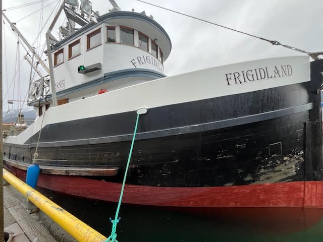 Rigging and mast inspection on fishing vessel Frigidland, Juneau AK